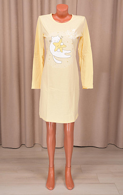 Сорочка с длинным рукавом, принт (0788, светло-желтый)