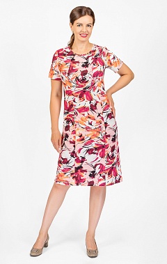 Платье вискоза-диджиталь, оранжевые цветы (577-1)